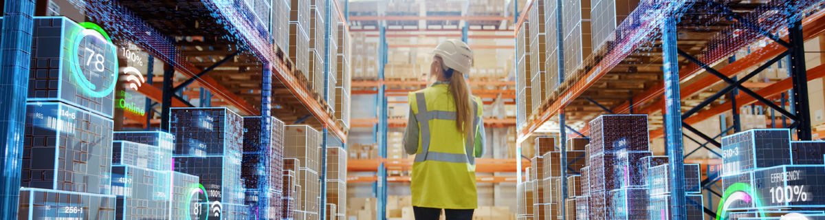woman taking inventory in a distrubitoon warehouse